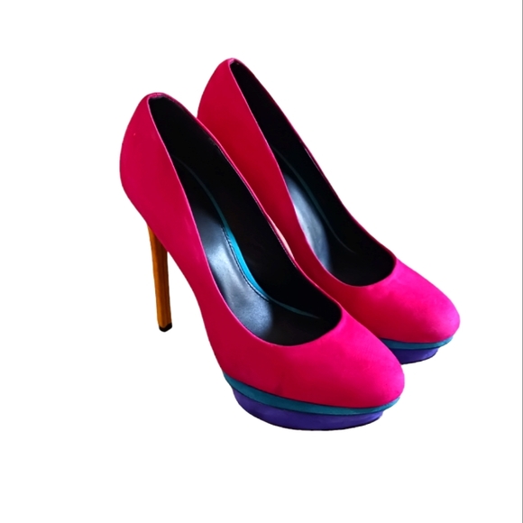 Brian Atwood Colorblock Suede Fontane Platfome Heel Pumps